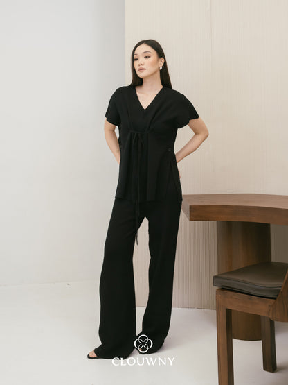 Master Vneck Knit Set - Black