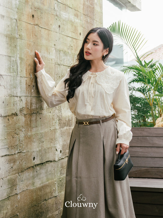 Patsy Lace Button Blouse - Cream