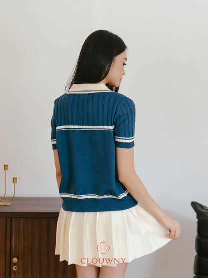 Pegi List Button Knit Top - Teal