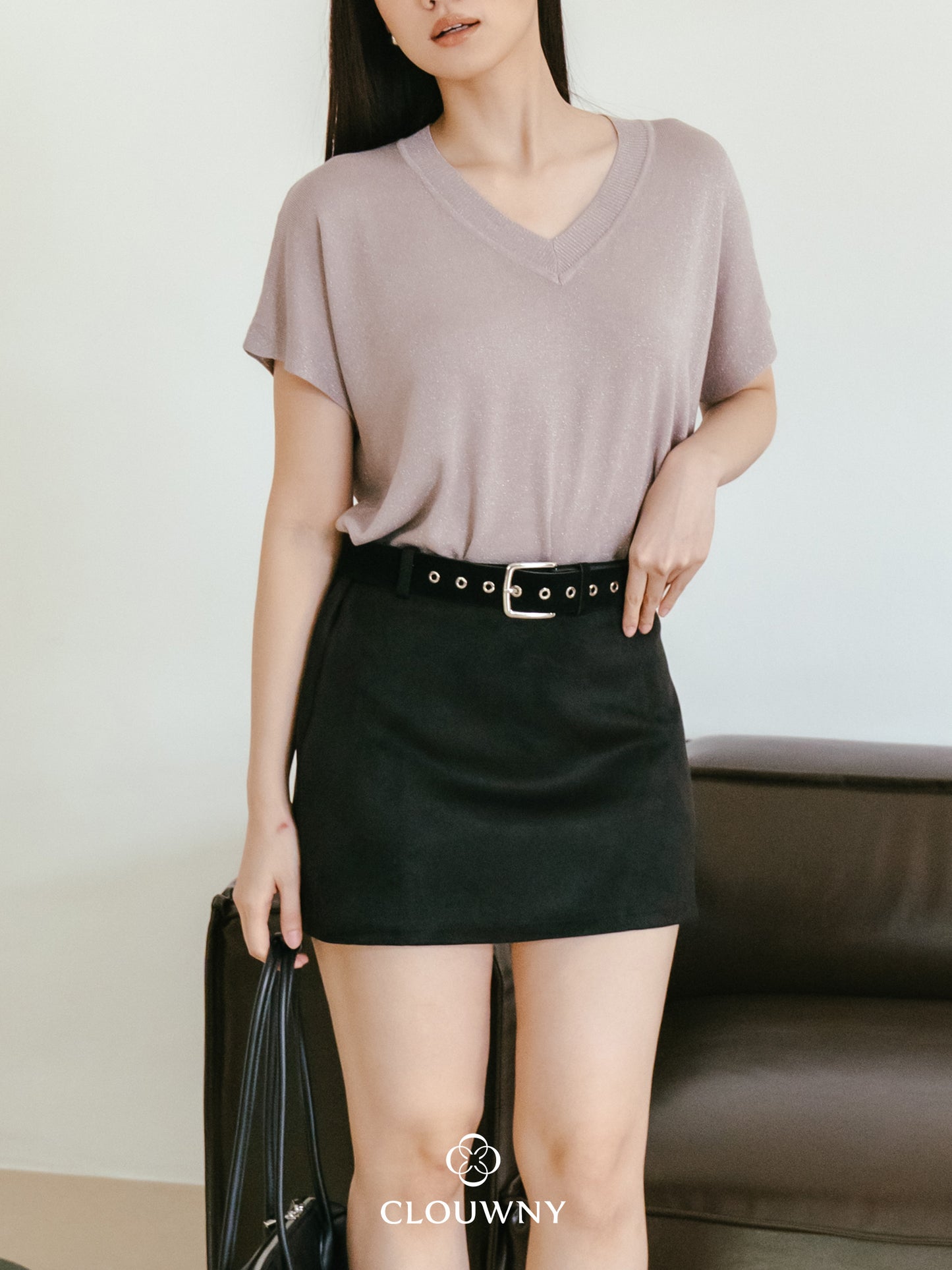 Paula Suede Mini Skort - Black