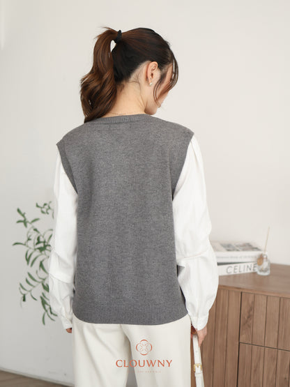 Merita Button Combi Top - Grey
