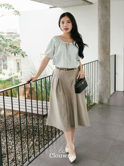 Imo Bow Cotton Blouse - Mint