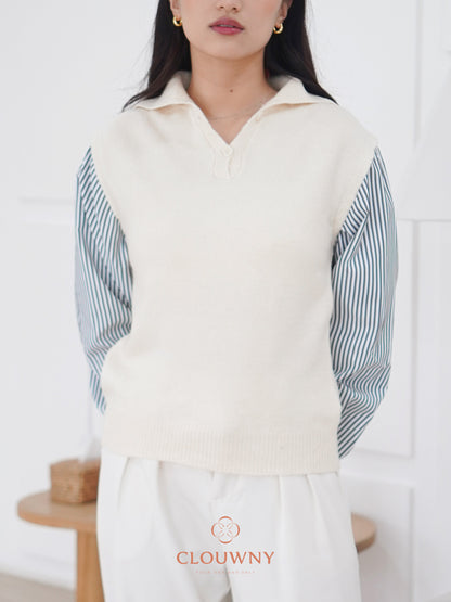 Enji Combi Stripes Top - Cream