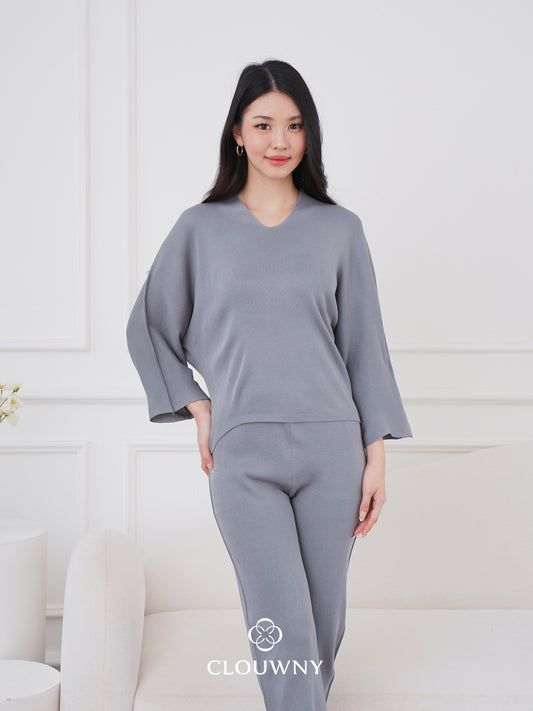 Dreson Vneck Knit Set - Grey