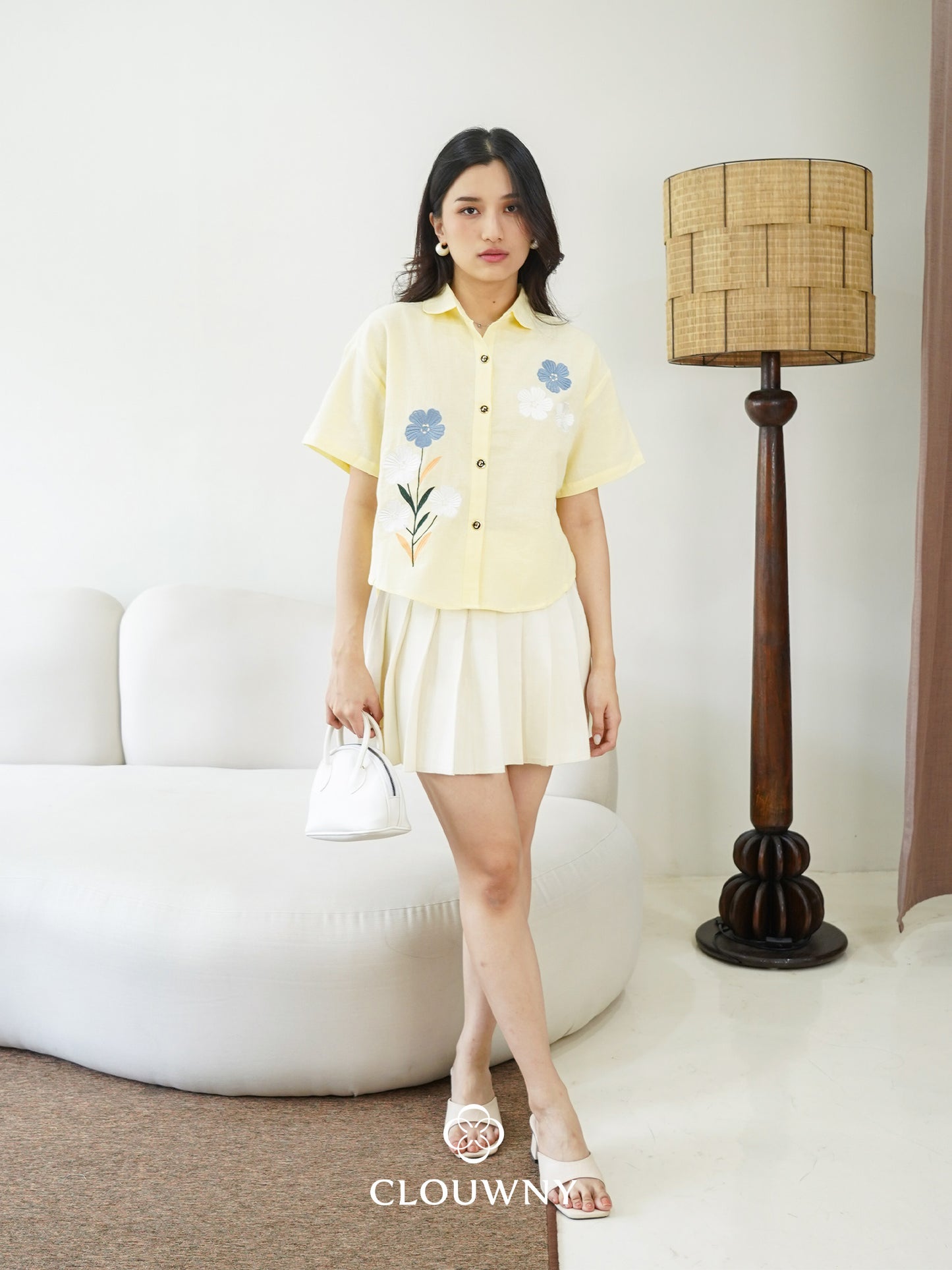 Loka Flower Cotton Shirt - Yellow