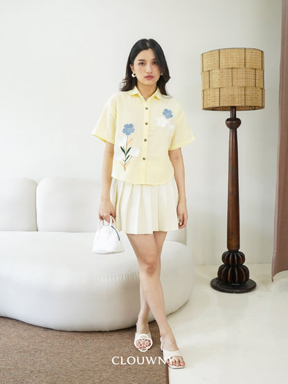 Loka Flower Cotton Shirt - Yellow