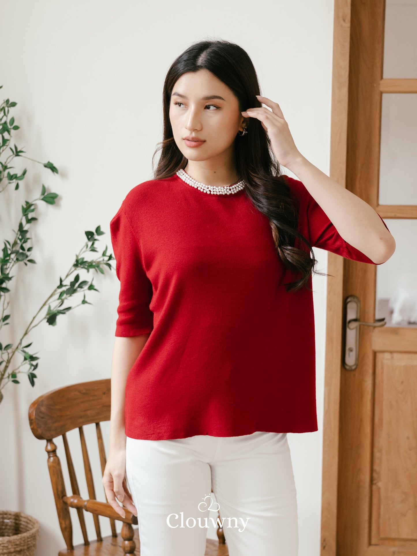 Itza Pearl Knit Top - Maroon