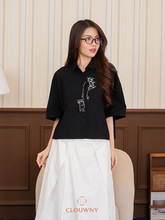 Bridget Cotton Blouse - Black