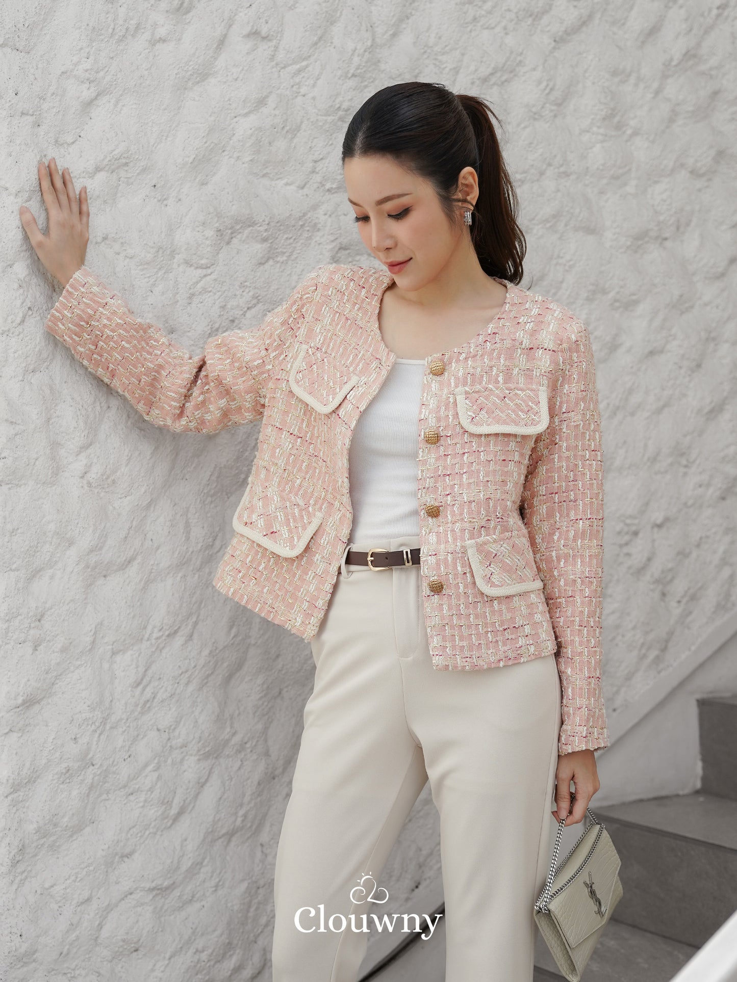Geya Tweed Blazer - Pink