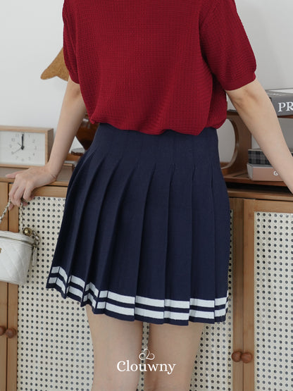 Stripes Tennis Skirt - Navy