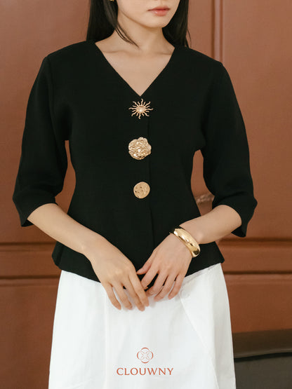 Helios Midisleeve Top - Black