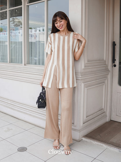 Set Rajutan Presi Stripes - Khaki