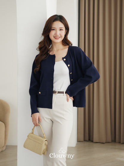 Luxen Button Cardigan - Navy