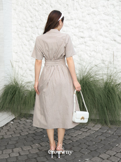 Standford Button Dress - Khaki