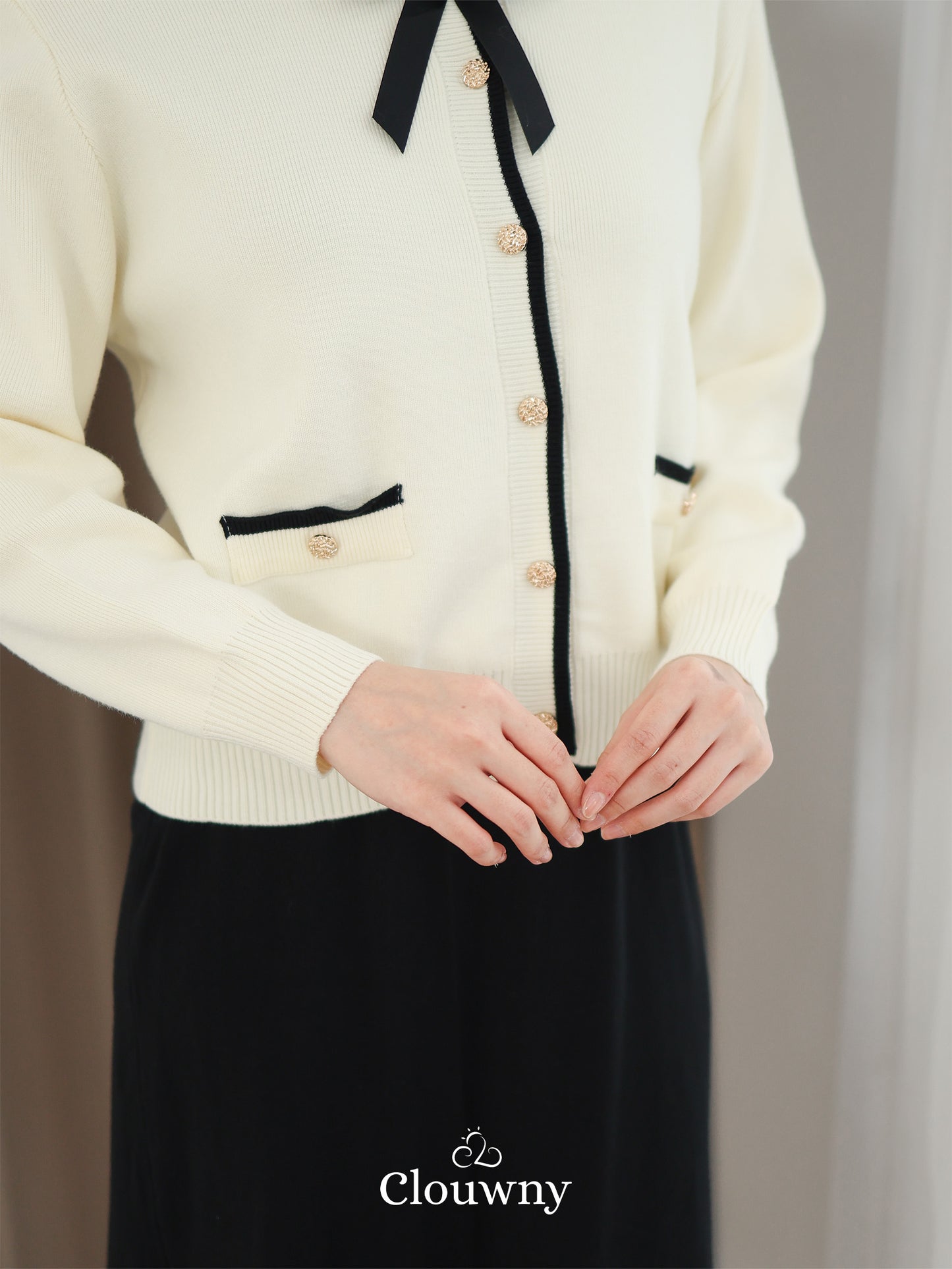 Fedora Button Knit Cardigan - Cream