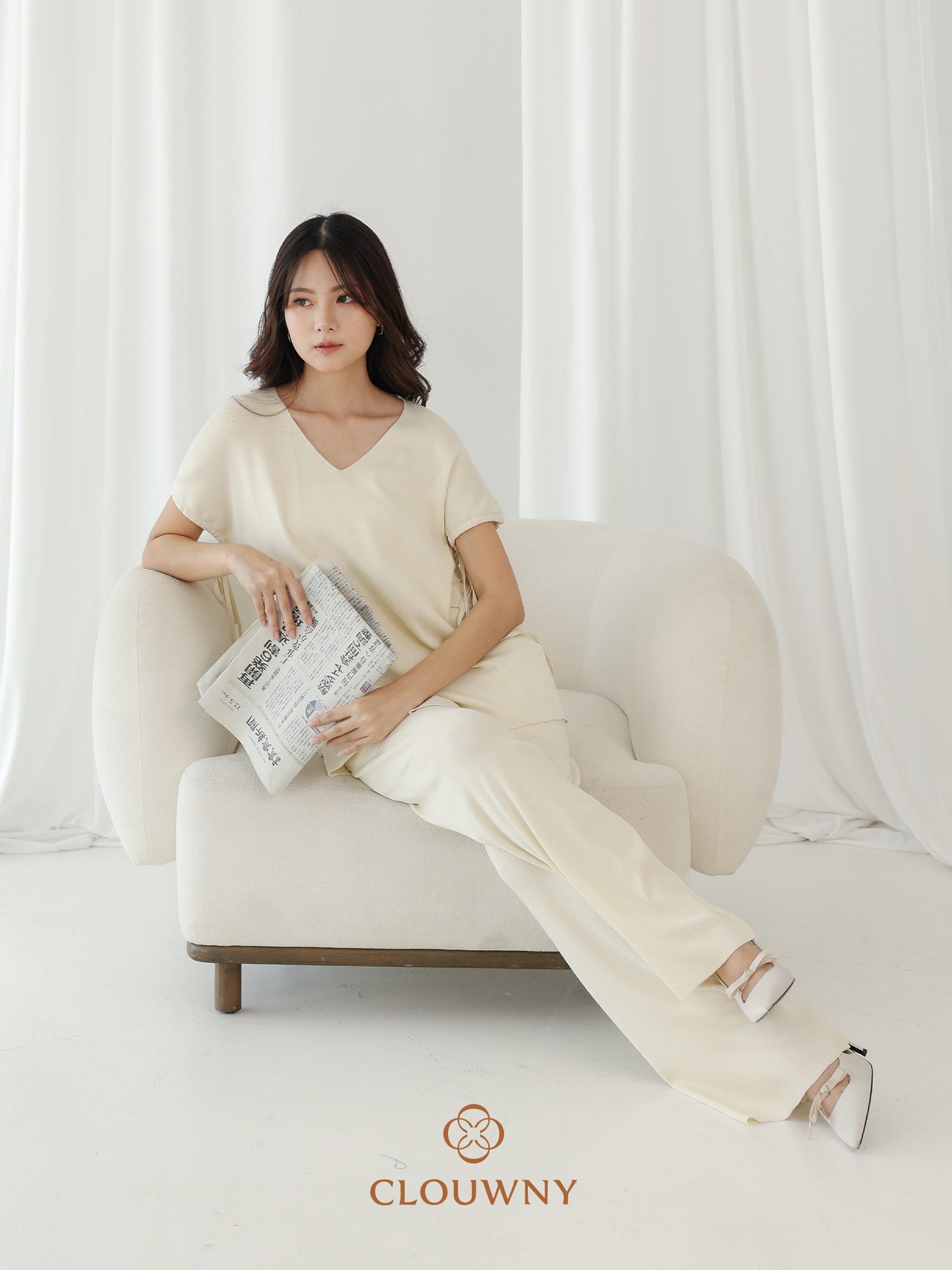 Kala Vneck Knit Set - Broken White
