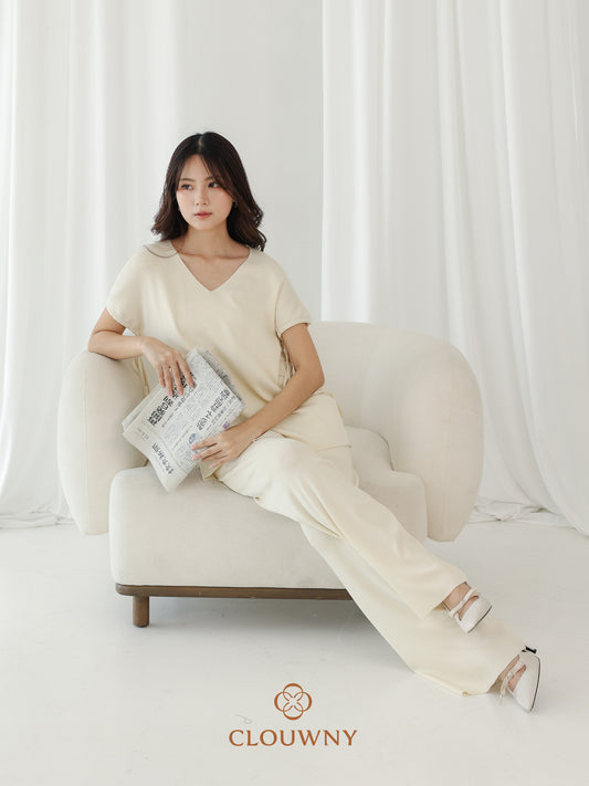 Kala Vneck Knit Set - Broken White