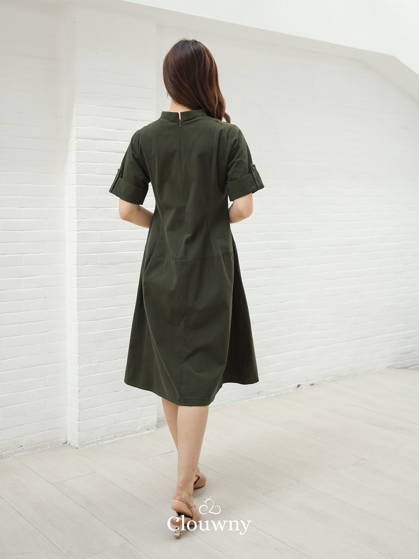 Mayi Loose Vneck Dress - Green