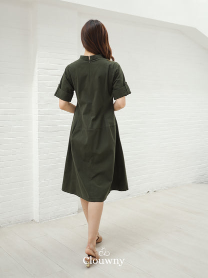 Mayi Loose Vneck Dress - Green