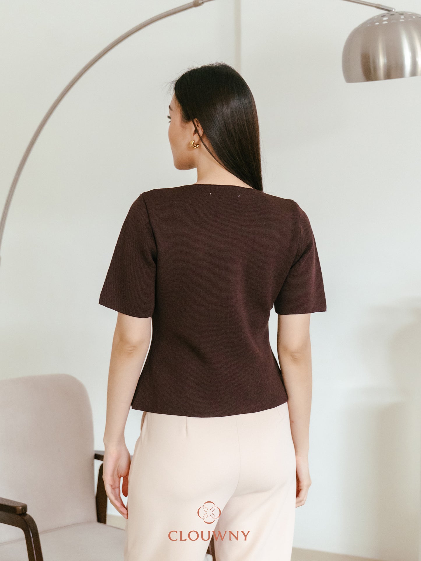 Solea Asymmetric Button Top - Coffee