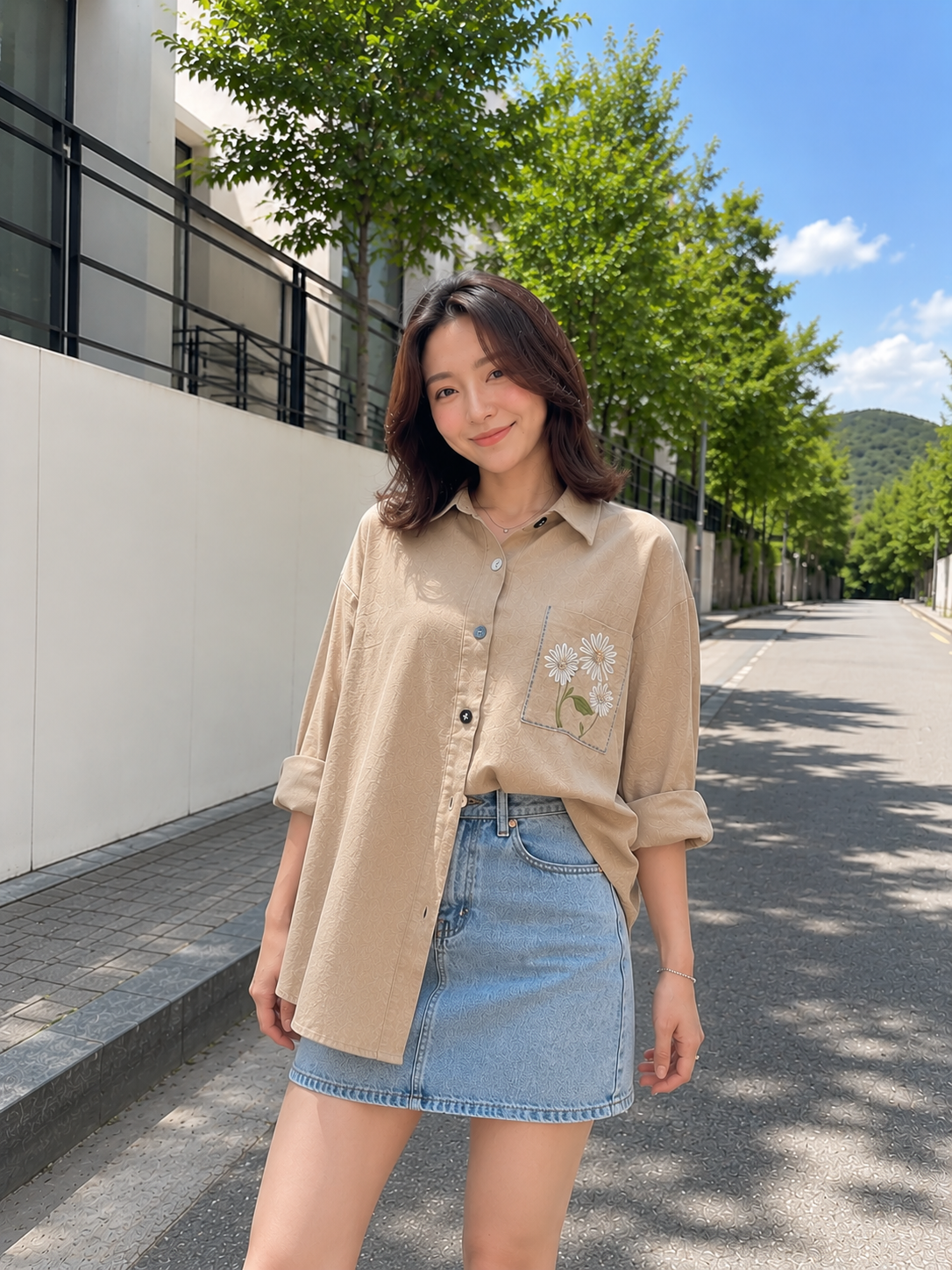 Moshi Button Cotton Longsleeve Shirt - Oat