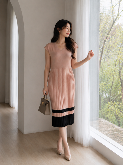 Malaya Vneck Knit Dress - Khaki