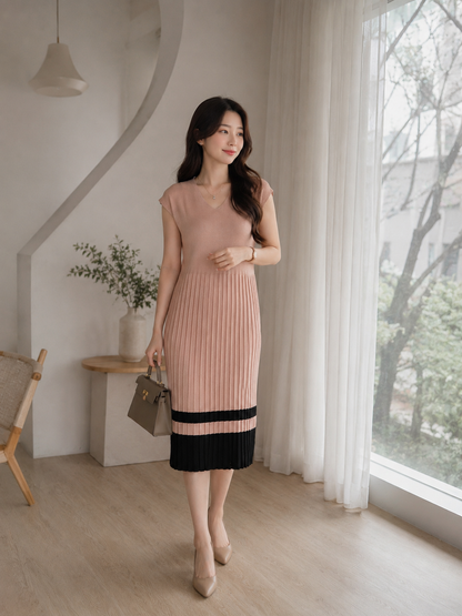 Malaya Vneck Knit Dress - Khaki