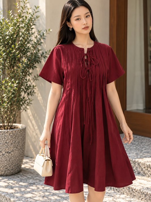 Senta Midi Dress - Maroon