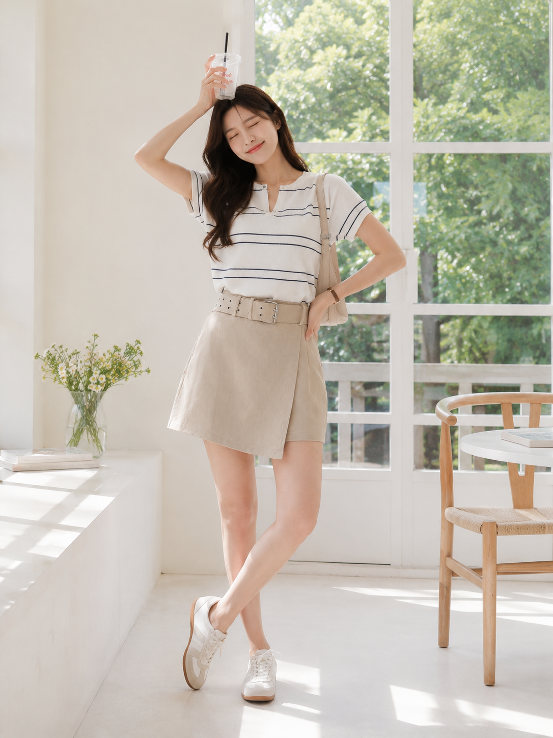Maxime Denim Skort - Khaki