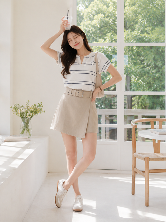 Maxime Denim Skort - Khaki