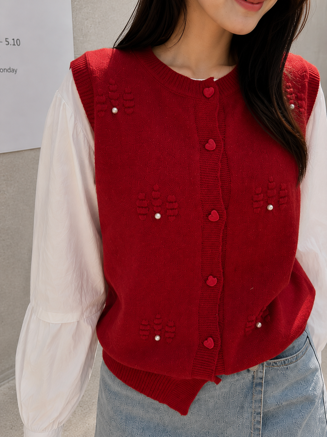 Merita Button Combi Top - Maroon
