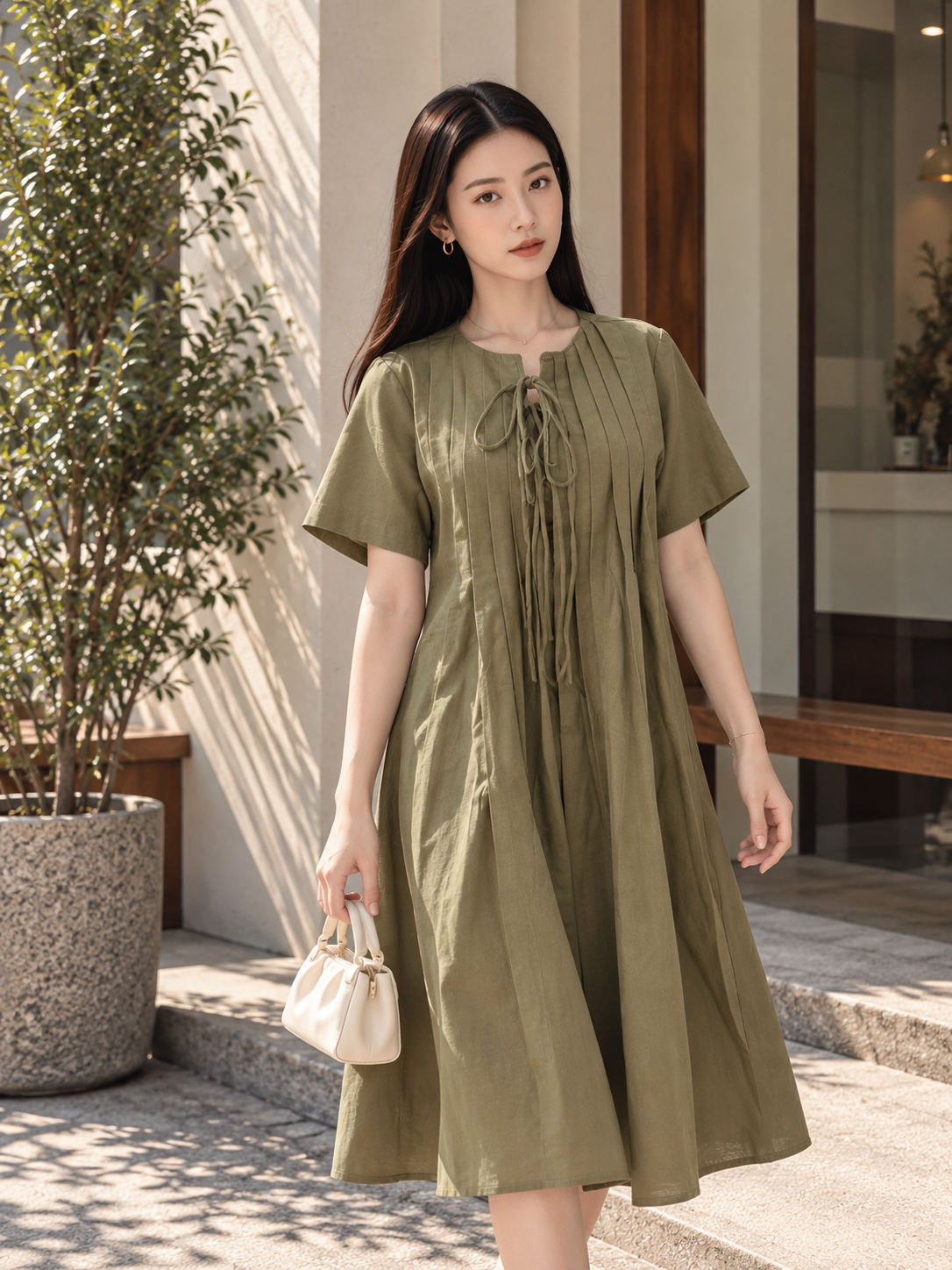 Senta Midi Dress - Olive