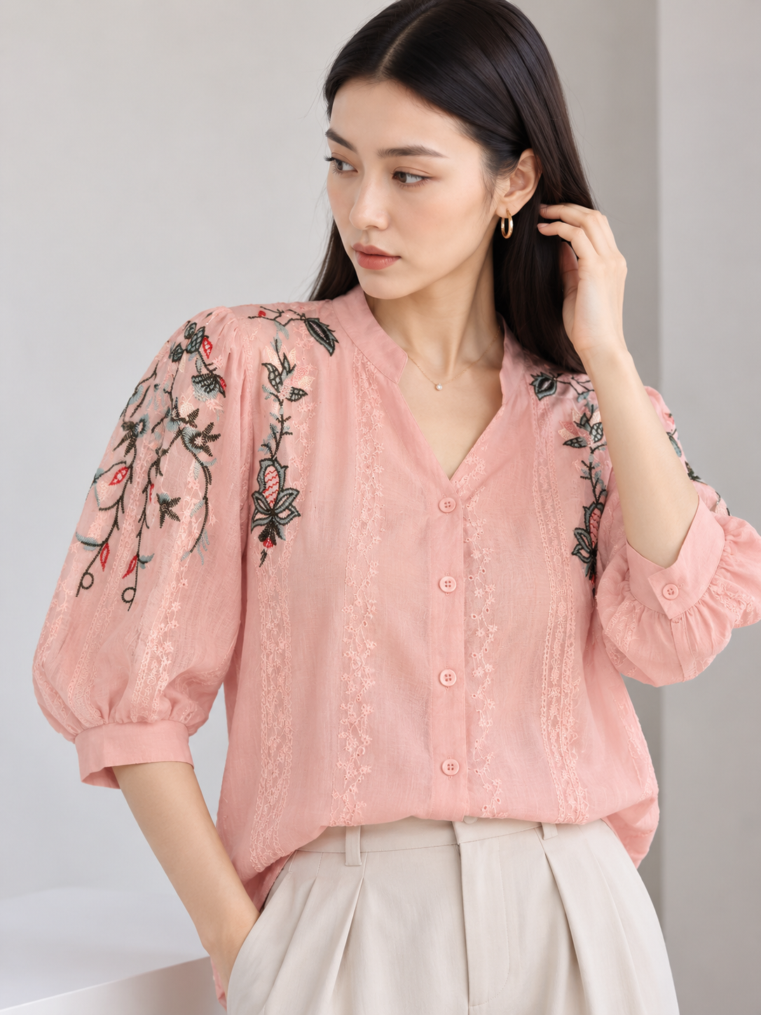 Fola Cotton Blouse - Pink