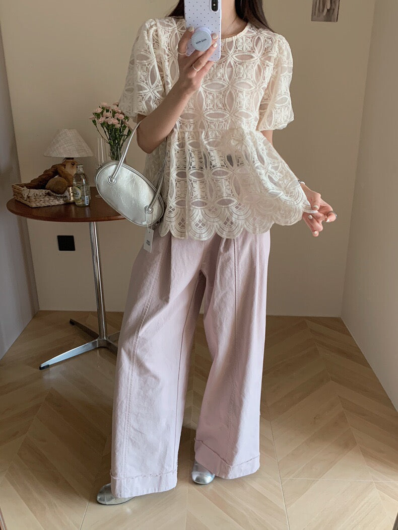 Ayaka Lace Blouse - Cream