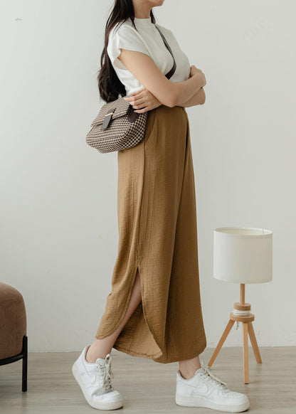 Joy Slit Cullotes Pants - Hazelnut