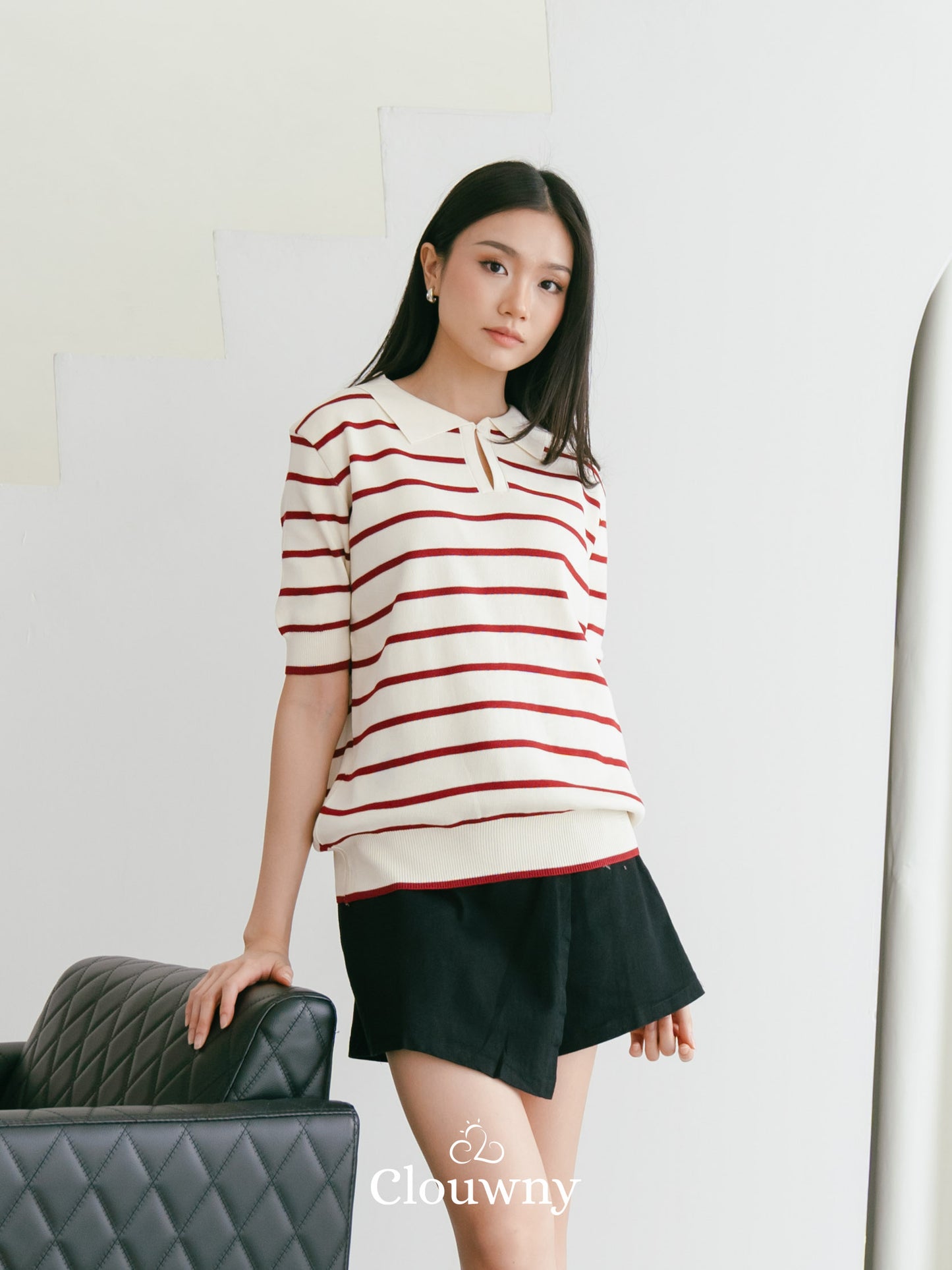 Mano Stripes Top - Maroon