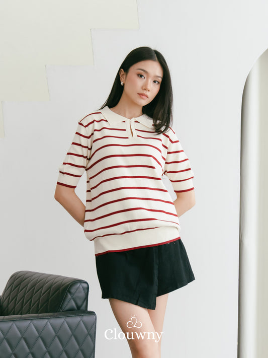 Mano Stripes Top - Maroon