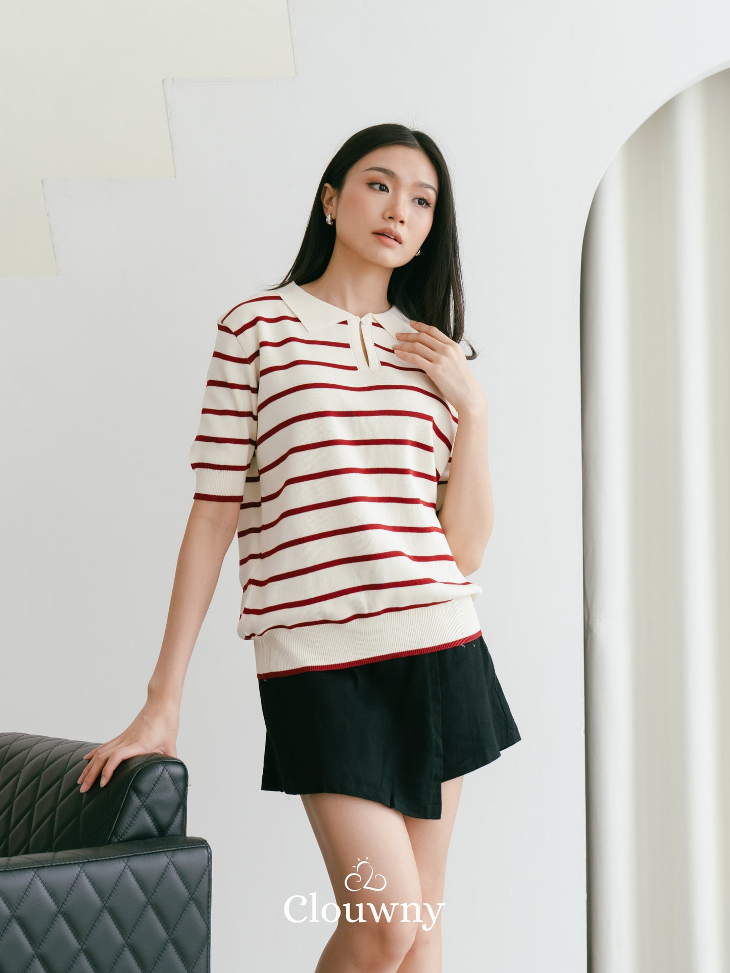 Mano Stripes Top - Maroon