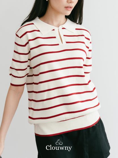 Mano Stripes Top - Maroon