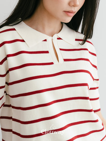 Mano Stripes Top - Maroon