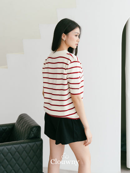 Mano Stripes Top - Maroon