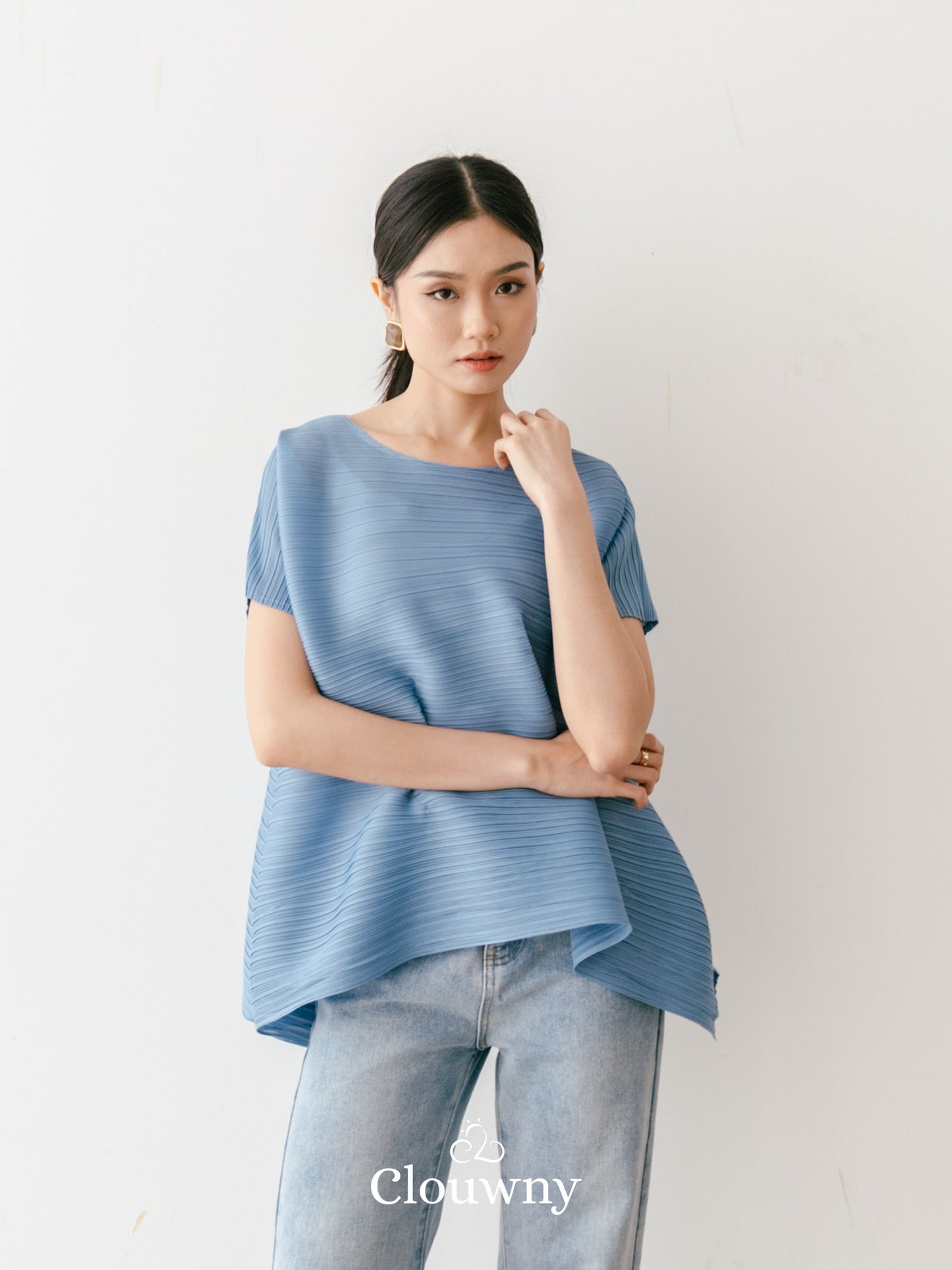 Thames Pleats Blouse - Blue