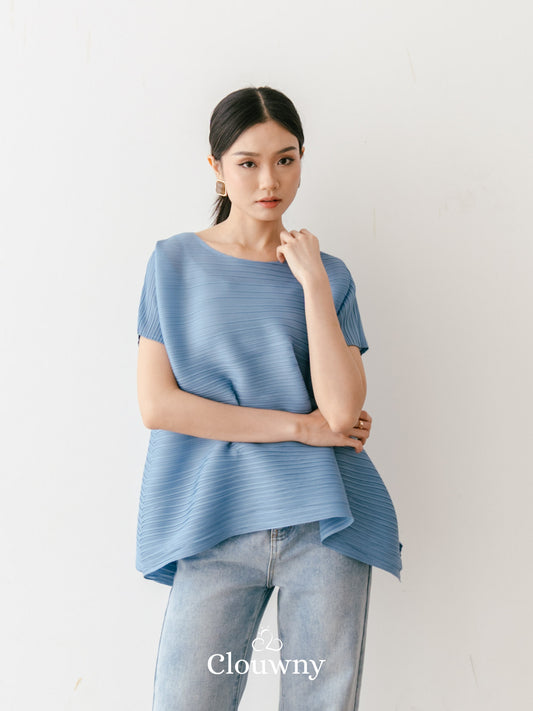 Thames Pleats Blouse - Blue