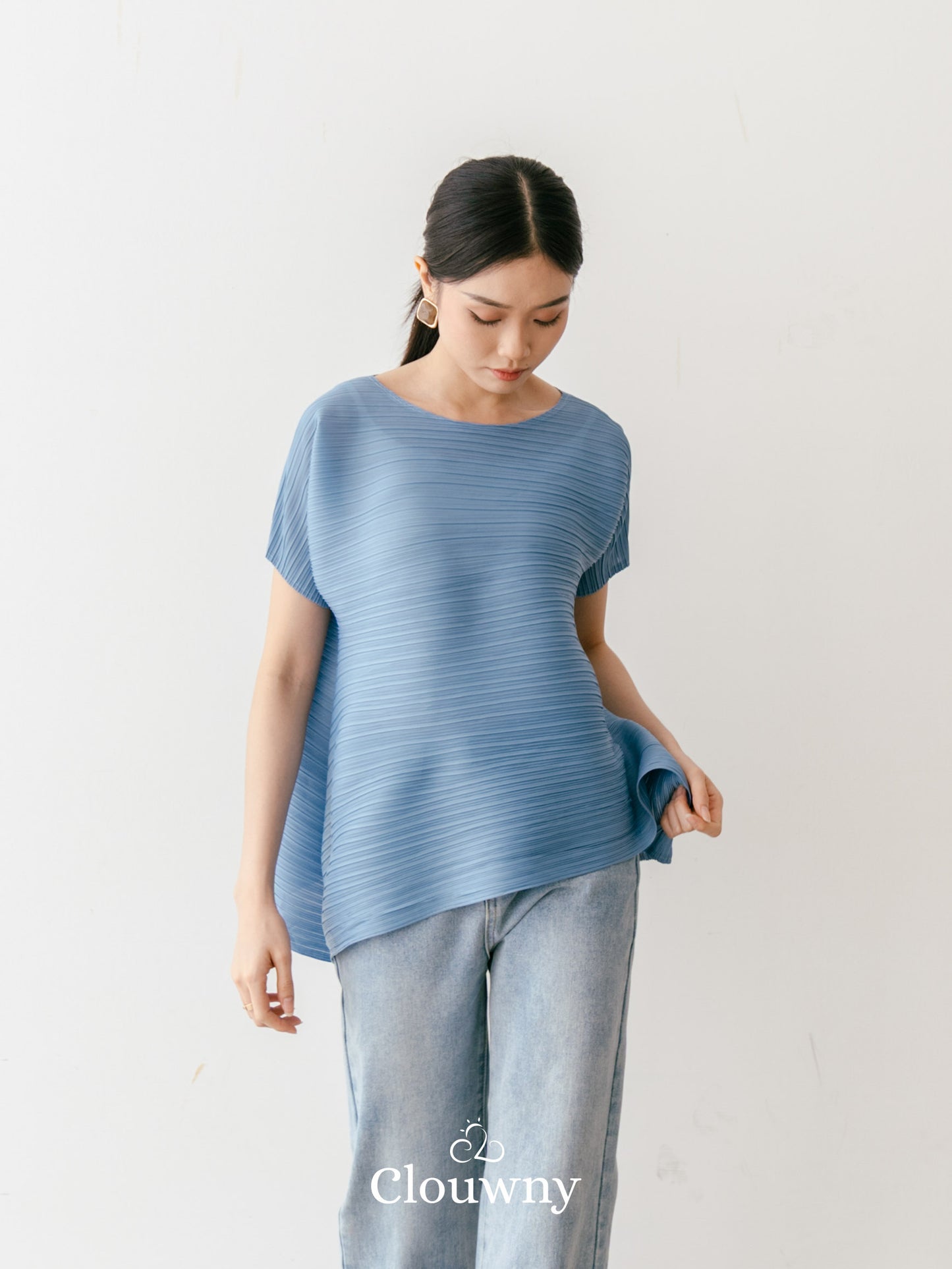 Thames Pleats Blouse - Blue