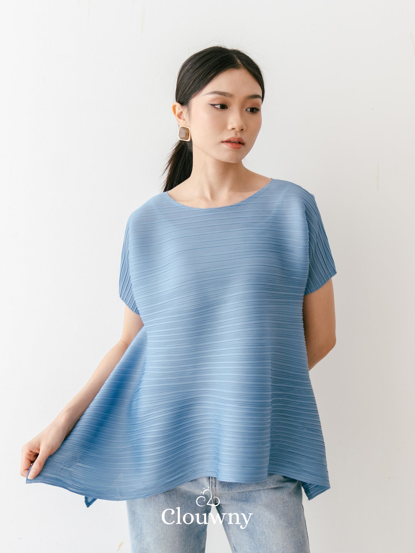 Thames Pleats Blouse - Blue