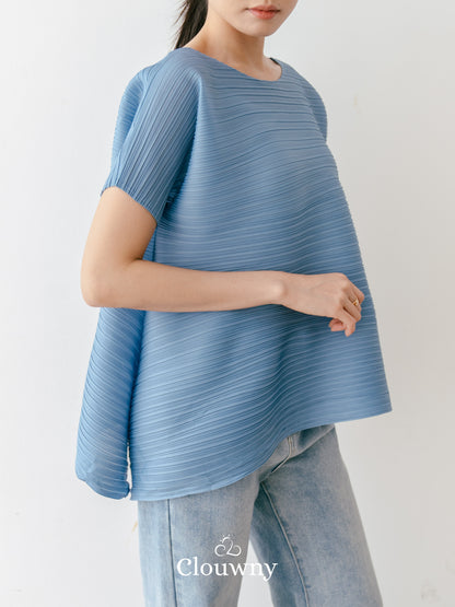 Thames Pleats Blouse - Blue