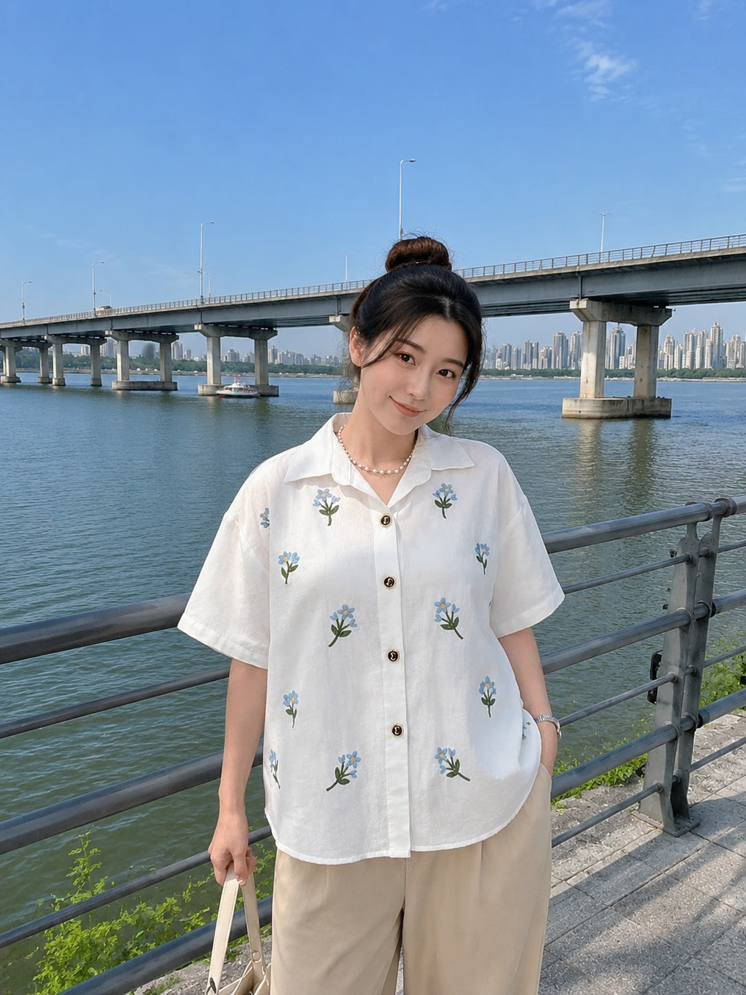 Riley Mini Flower Shirt - White