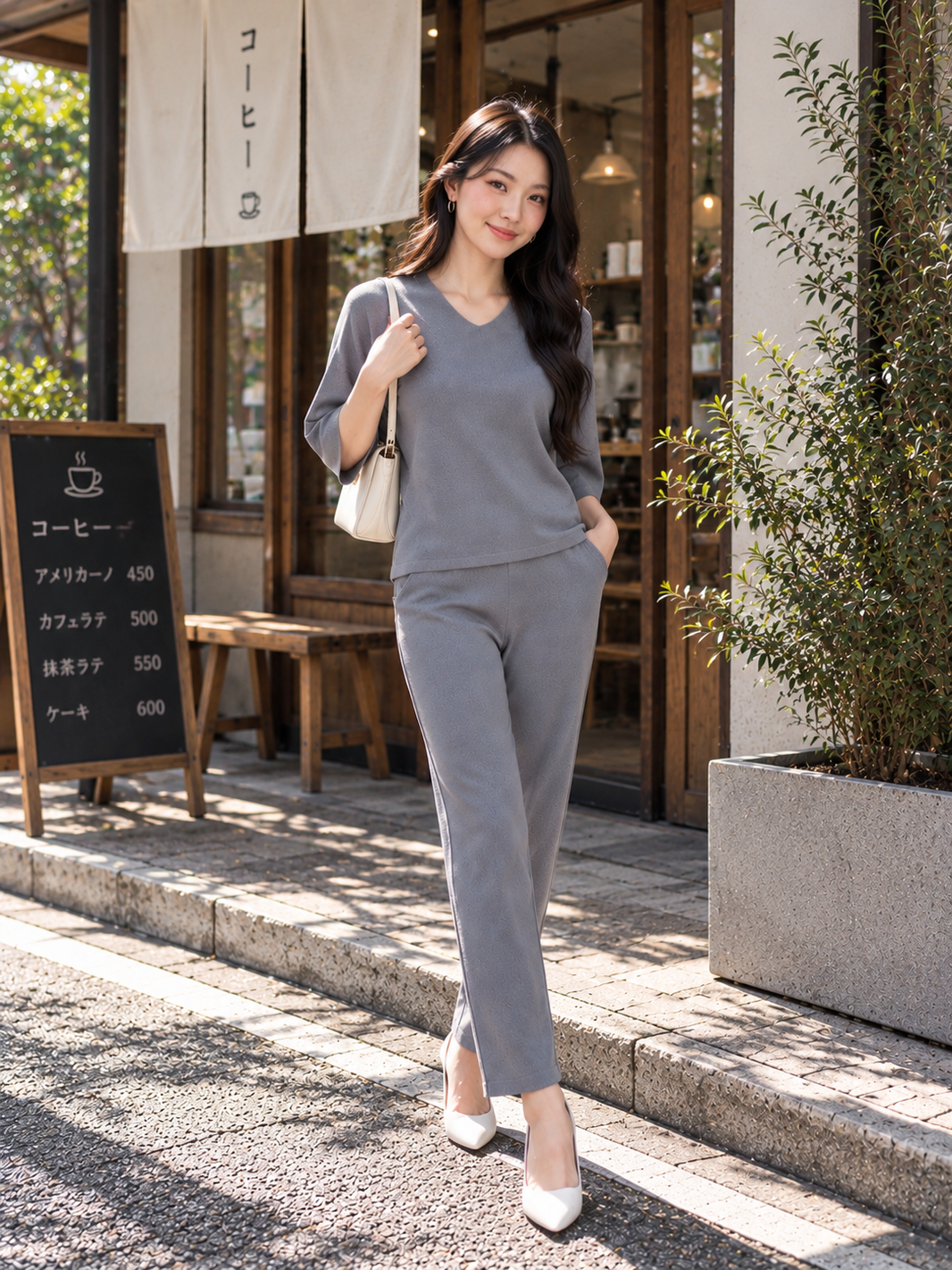 Dreson Vneck Knit Set - Grey
