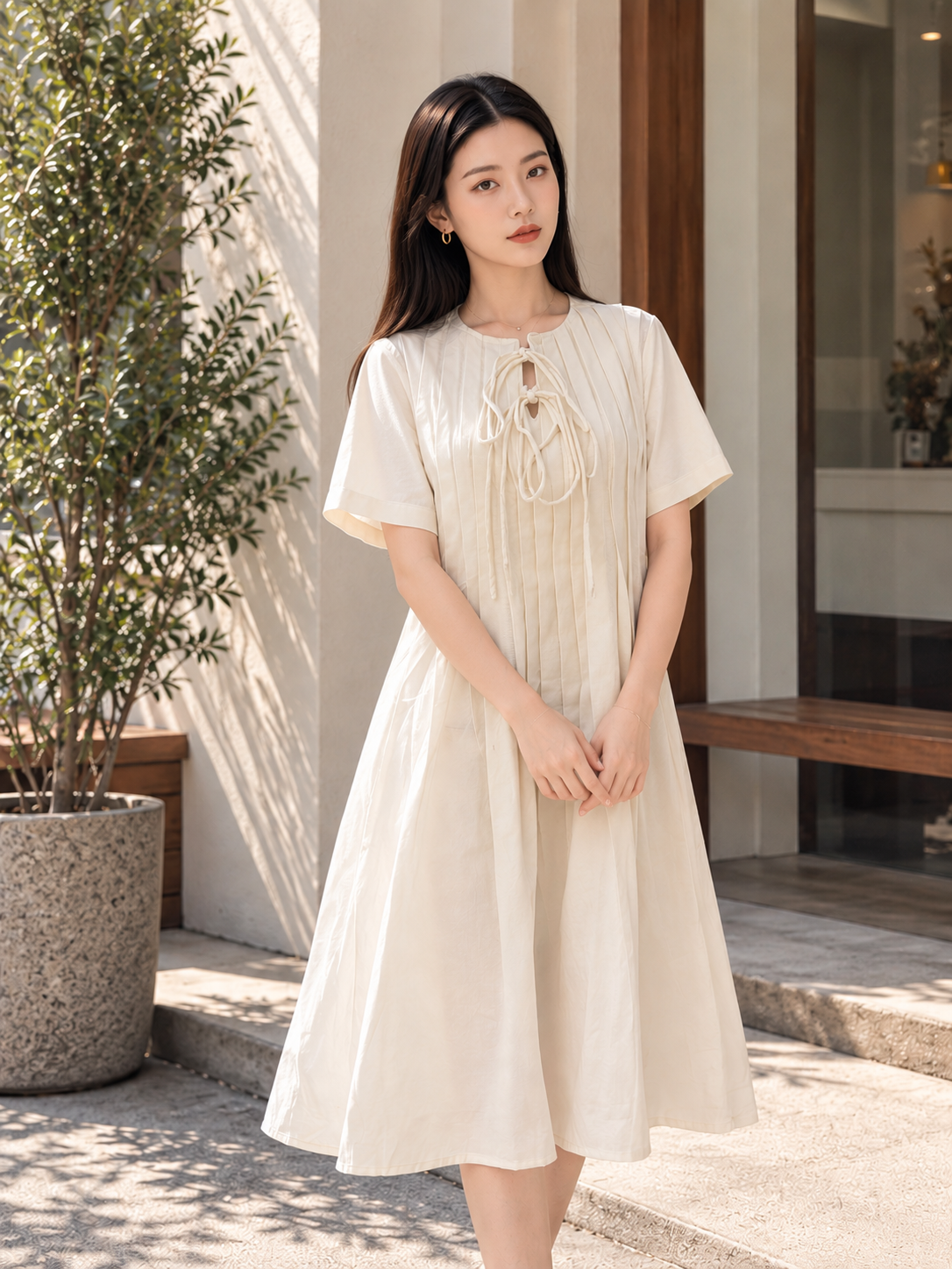 Senta Midi Dress - Broken White