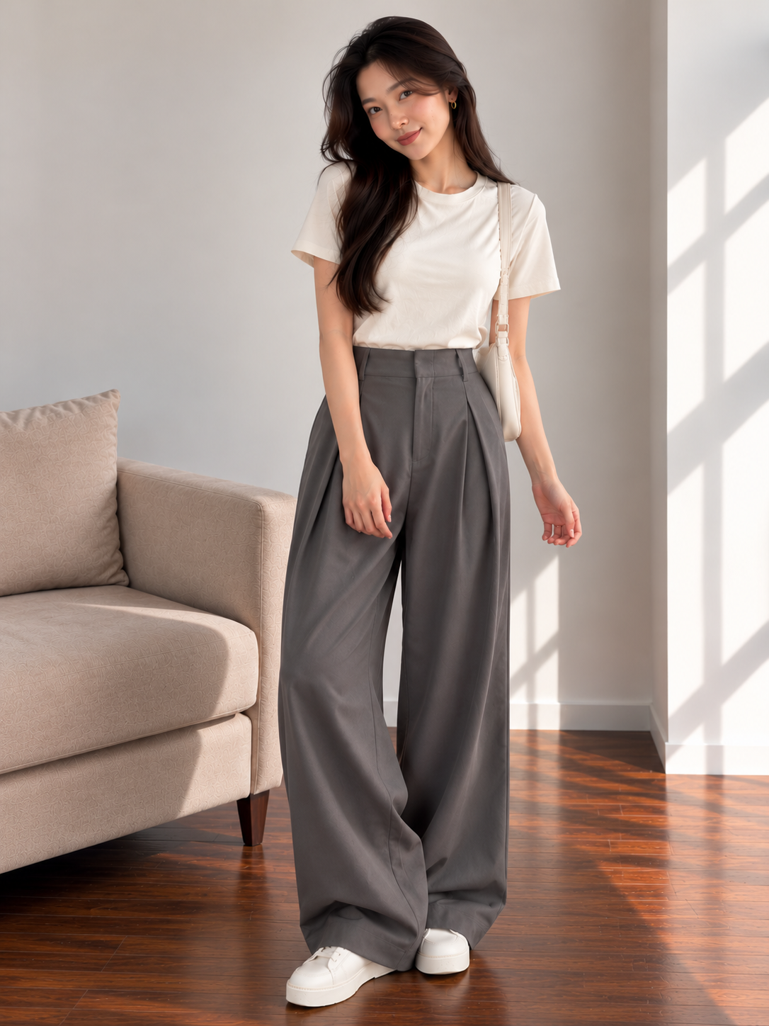 Tada Office Culottes Pants - Dark Grey